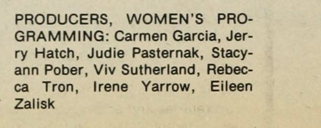 Producers, Women's Programming