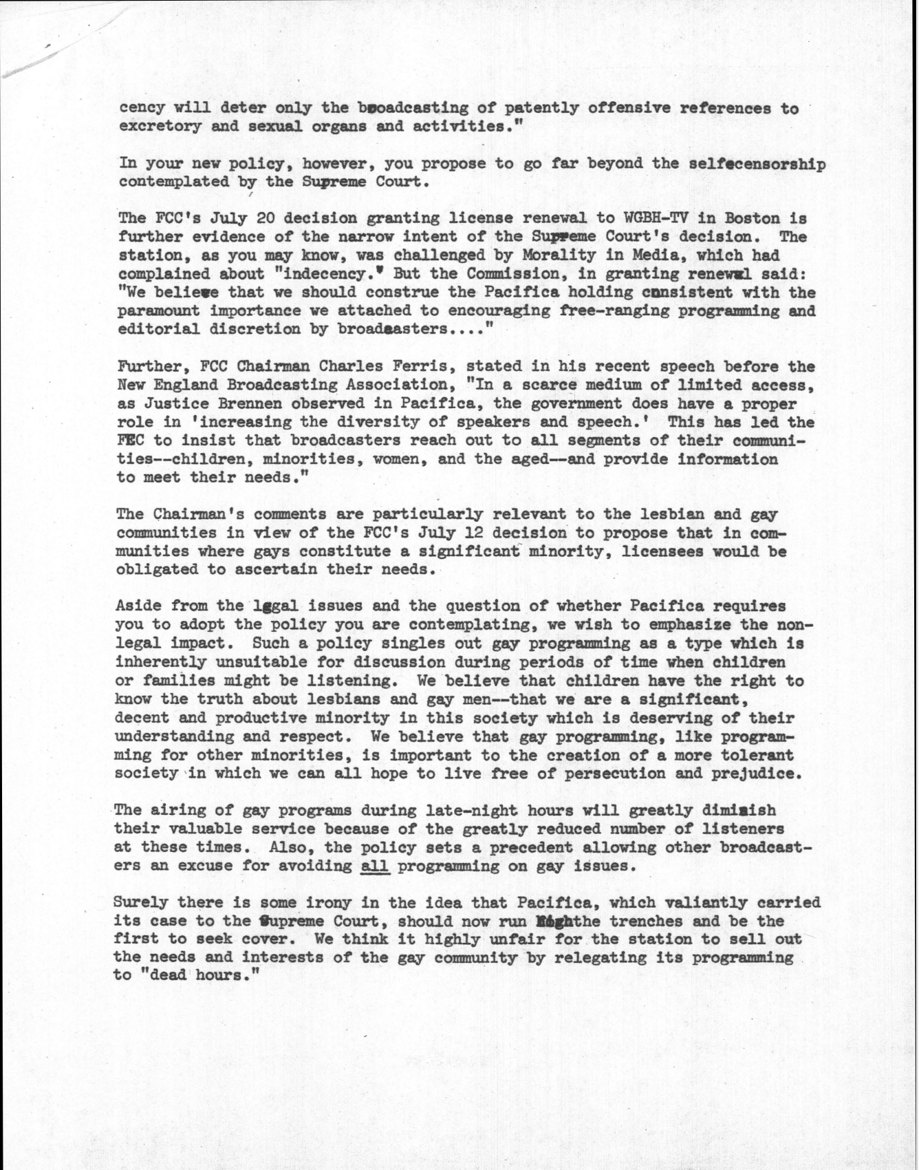 Letter to Elaine Baly